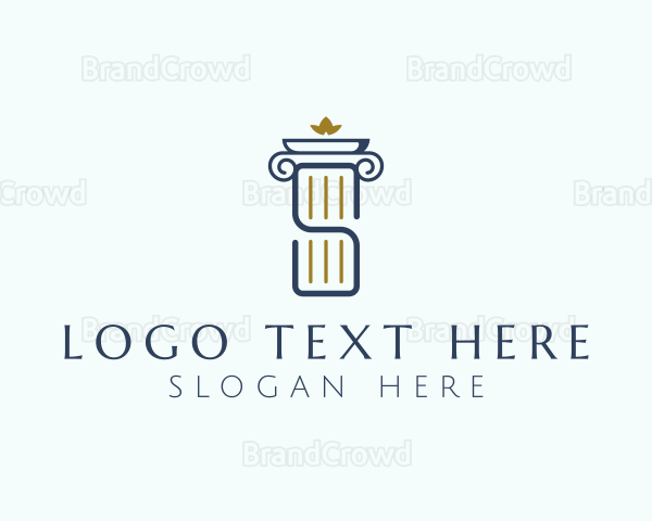 Column Pillar Torch Letter S Logo