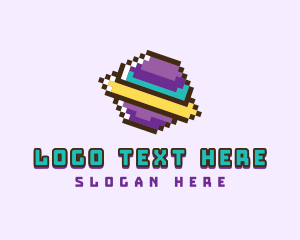 Video Game - Pixelated Space Planet logo design