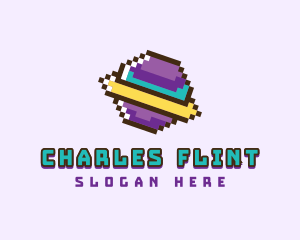Pixelated Space Planet  Logo