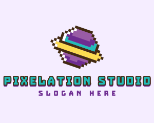 Pixelated Space Planet  logo design