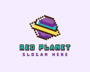 Pixelated Space Planet  logo design