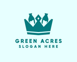 Green Milk King Crown  logo design