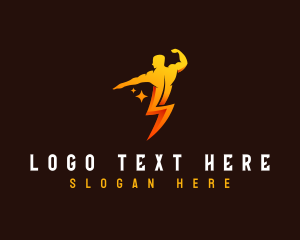 Voltage - Lightning Strong Man logo design