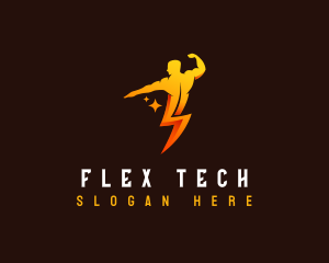 Flex - Lightning Strong Man logo design