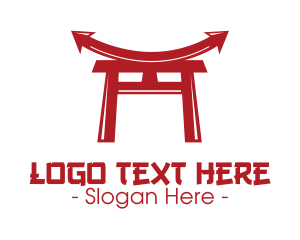 Stock Exchange - Red Japanese Torii Arrow logo design