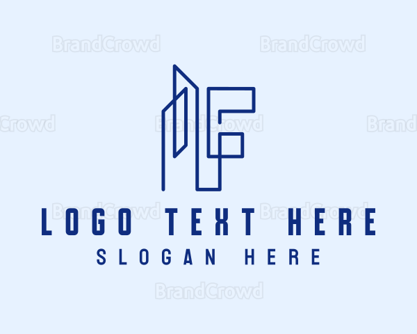 Modern Lines Building Letter F Logo