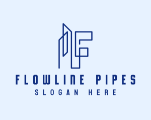 Modern Lines Building Letter F logo design