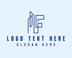 Office - Modern Lines Building Letter F logo design