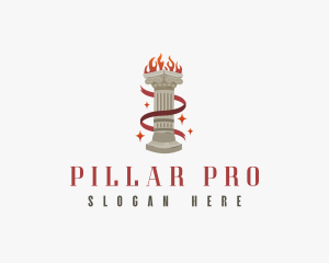 Ribbon Column Flame logo design