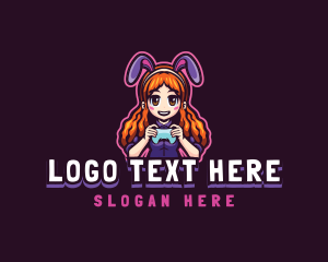 Geek - Gamer Girl Bunny logo design
