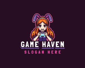 Gamer - Gamer Woman Bunny logo design