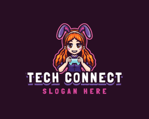Streamer - Gamer Woman Bunny logo design