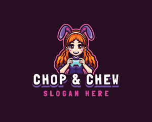 Gamer Woman Bunny Cosplay logo design