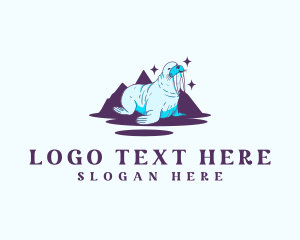 Waterpark - Walrus Artic Mountain logo design