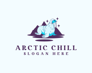 Iceberg - Walrus Artic Mountain logo design