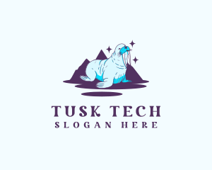 Tusk - Walrus Artic Mountain logo design