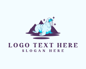Iceberg - Walrus Artic Mountain logo design