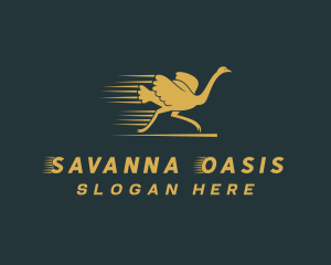 Running Ostrich Bird logo design