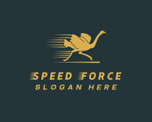 Running Ostrich Bird logo design