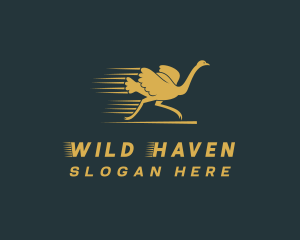 Running Ostrich Bird logo design