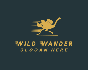 Running Ostrich Bird logo design