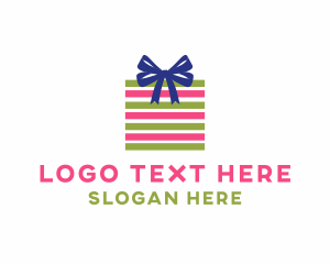 Present - Ribbon Stripes Gift logo design