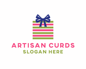 Ribbon Stripes Gift logo design