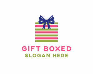 Present - Ribbon Stripes Gift logo design