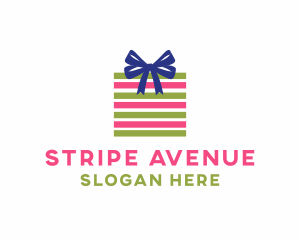 Ribbon Stripes Gift logo design