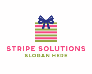 Ribbon Stripes Gift logo design