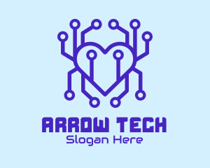 Tech Heart Circuit Board logo design