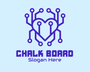 Tech Heart Circuit Board logo design