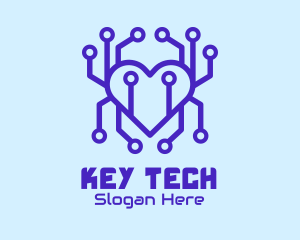 Tech Heart Circuit Board logo design