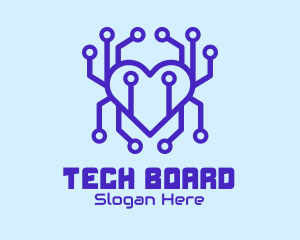 Tech Heart Circuit Board logo design