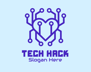 Tech Heart Circuit Board logo design