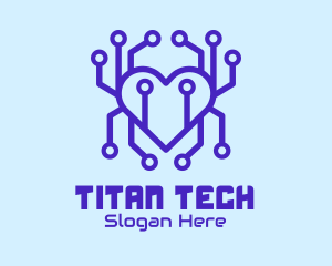 Tech Heart Circuit Board logo design