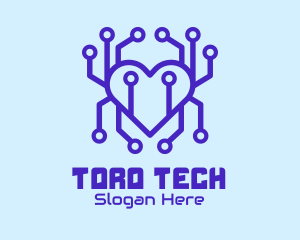 Tech Heart Circuit Board logo design