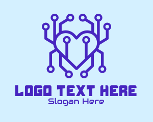 Love - Tech Heart Circuit Board logo design
