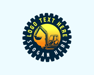 Quarry - Backhoe Minning Cogwheel logo design