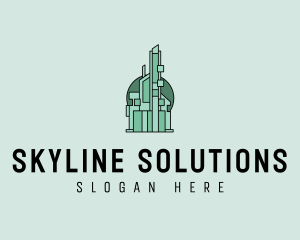 Geometric Skyscraper Building logo design