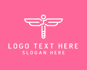 Pink And White - Minimalist Dragonfly Wings logo design