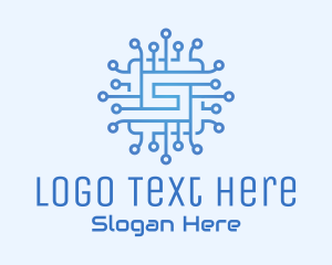 Telecom - Blue Tech Processor Circuit logo design