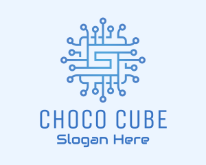 Blue Tech Processor Circuit Logo