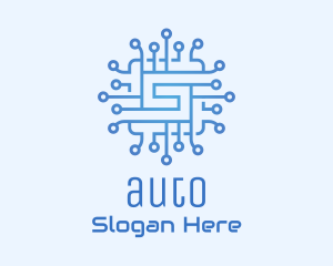 Blue Tech Processor Circuit Logo