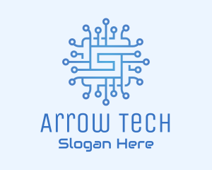 Blue Tech Processor Circuit logo design