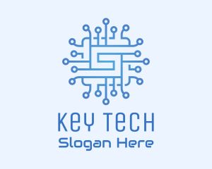 Blue Tech Processor Circuit logo design