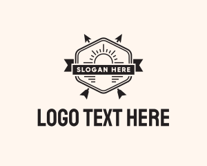 Cafe - Hipster Arrow Sun Badge logo design
