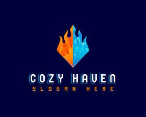 Warm - HVAC Fire Ice logo design
