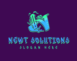 Neon Graffiti Letter N logo design