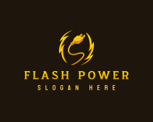 Electric Lightning plug logo design